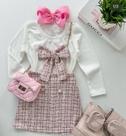 Conjunto Infantil Saia Blusa Laço Rosa Conjunto Infantil Saia Blusa Laço Rosa