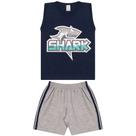 Conjunto Infantil Shark Marinho com Cinza