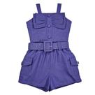Conjunto Infantil Short Cinto Cropped Menina Primavera Verão