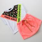 Conjunto Infantil Short Saia Rosa Neon