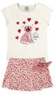 Conjunto Infantil Short Saia Tigrinho Cor Off White