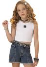 Conjunto Infantil Shorts Jeans Branco Hi! Angel