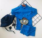Conjunto Infantil Sunga + Blusa Manga Longa Proteção UV50+ Sol Praia Piscina Estampa Tigre Leve