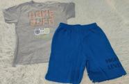 Conjunto infantil tamanho 8 short azul e camisa cinza. Conjunto infantil tamanho 8 short azul e camisa cinza.