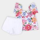 Conjunto Infantil Up Baby Bata E Shorts Bengaline Floral Feminino Conjunto Infantil Up Baby Bata E Shorts Bengaline Floral Feminino