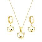 Conjunto Infantil Ursinho - Banhado em ouro 18k