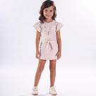 Conjunto Infantil Verão Blusa Listrada E Short Saia 2 peças - Kiki Xodó