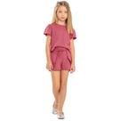 Conjunto Infantil Verão Menina Blusa E Short Saia Bordô - Angerô