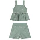 Conjunto Infantil Verão menina Flores Verde - Angerô
