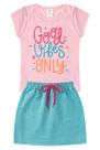 Conjunto Infantil Verão Menina Good Vibes Only - Rosa