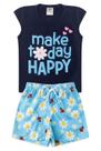 Conjunto Infantil Verão Menina Make Today Happy! - Marinho
