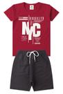 Conjunto Infantil Verão Menino Brooklyn NYC - Bordô