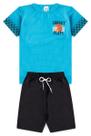 Conjunto Infantil Verão para Menino Camiseta Manga Curta Basquete Bermuda Moletinho Confortável