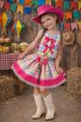 Conjunto Infantil Xadrez Festa Junina Rosa Pink Junino Caipira Quadrilha Sinhá Juvenil Saia Colete