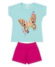 Conjunto Infantil Yupy Blusa e Short Borboleta Azul/Pink Conjunto Infantil Yupy Blusa e Short Borboleta Azul/Pink