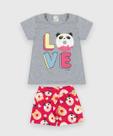 Conjunto Infantil Yupy Blusa e Short Panda Cinza