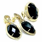 Conjunto Infinito Anel E Brincos Ônix Cravejado Zirconias Banho Ouro 18k 867 868 Conjunto Infinito Anel E Brincos Ônix Cravejado Zirconias Banho Ouro 18k 867 868