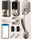 Conjunto inteligente de fechadura frontal Veise VE06-H App Control em níquel acetinado