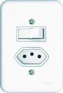 Conjunto Interruptor 1 Tecla Simples 1 Tomada 10A Embutir Radial Branco Completo