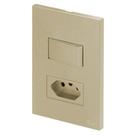 Conjunto interruptor 1 tecla simples e 1 tomada 10a recta satin areia 122122