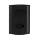 Conjunto Interruptor 1 Tecla Simples e Tomada 20A Pluzie Matiz Preto Fosco Conjunto Interruptor 1 Tecla Simples e Tomada 20A Pluzie Matiz Preto Fosco