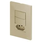 Conjunto interruptor 2 teclas e 1 tomada 10a 4x2 recta satin areia blux 122483 Conjunto interruptor 2 teclas e 1 tomada 10a 4x2 recta satin areia blux 122483