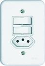 Conjunto Interruptor 2 Teclas Paralelas 1 Tomada 10A Embutir Radial Branco Completo