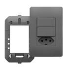 Conjunto Interruptor Duplo + Tomada 10a Habitat Onix Chumbo