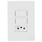 Conjunto Interruptor Simples Duplo Com Tomada 10A i9 Ilumi Conjunto Interruptor Simples Duplo Com Tomada 10A i9 Ilumi