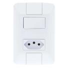 CONJUNTO INTERRUPTOR SIMPLES + TOMADA 10A LINHA ARIA TRAMONTINA Branco Modular Fixação Facilitada