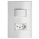 Conjunto Interruptor Simples + Tomada 2 Pinos + Terra 10 Amperes 250 Volts Branco Lunare Prm440472
