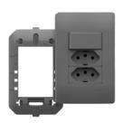 Conjunto Interruptor Simples + Tomada Dupla 20a Habitat Onix