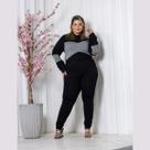 Conjunto Inverno Blusa Manga Longa Com Capuz E Calça Comprida Plus Size