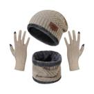 Conjunto Inverno de 3 Peças: Chapéu de Malha, Cachecol e Luvas com Tela Touch