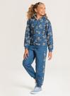 Conjunto Inverno Menina Azul Jaqueta Com Capuz e Calça em Moletom Chapéu Boiadeira