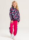 Conjunto Inverno Menina Marinho Blusão e Calça em Moletom Floral