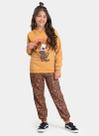 Conjunto Inverno Menina Marrom Blusão com Capuz e Calça em Moletom Menina Fashion