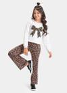 Conjunto Inverno Menina Mescla Cropped Laço e Calça Bailarina Oncinha