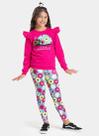 Conjunto Inverno Menina Pink Blusão com Babado e Legging Joaninha Florida