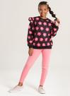 Conjunto Inverno Menina Preto Blusão com Babado e Legging em Cotton Floral