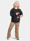 Conjunto Inverno Menina Preto Blusão com Laço aplicado e Calça Bailarina Oncinha Conjunto Inverno Menina Preto Blusão com Laço aplicado e Calça Bailarina Oncinha