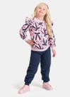 Conjunto Inverno Menina Rosa Blusão com Babado e Calça em Moletom Laços