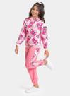 Conjunto Inverno Menina Rosa Blusão com Capuz e Calça com Recortes em Moletom Ursinhos