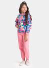 Conjunto Inverno Menina Rosa Jaqueta Zíper com Capuz e Calça em Moletom Corações