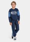 Conjunto Inverno Menino Marinho Blusão com Recortes na Manga e Calça em Moletom Limit