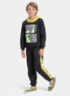 Conjunto Inverno Menino Preto Blusão com Capuz e Calça com Recorte em Moletom Urso Cool