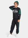 Conjunto Inverno Menino Preto Blusão com Recortes na Manga e Calça em Moletom Limit