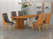 Conjunto jantar 6 cadeiras maciça 2x1 Pilar C - Arbo Design