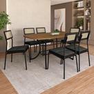 Conjunto Jantar Bolivia 6 Lugares MDP material sintético Preto 160CM Móveis Carraro