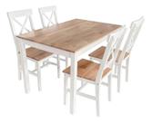 Conjunto Jantar Branco Madeira 5 Pecas Mesa 4 Cadeiras Marrom-claro Conjunto Jantar Branco Madeira 5 Pecas Mesa 4 Cadeiras Marrom-claro